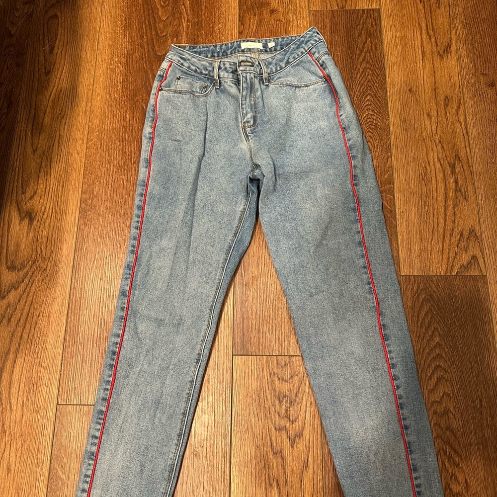 Free People Denim Jeans- Red Stripe
